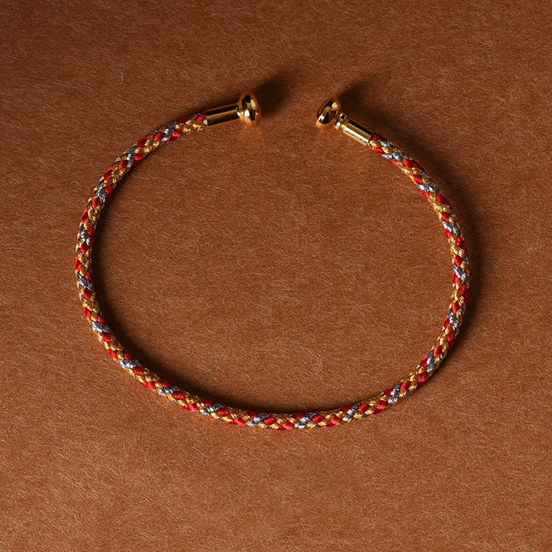 Bracelet manchette tressé fait main avec Buddha Stones au design simple - Rouge Orange Gris - image 20