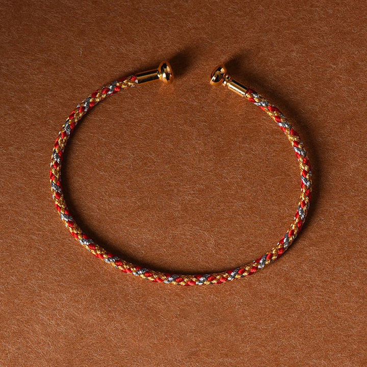 Bracelet manchette tressé fait main avec Buddha Stones au design simple - Rouge Orange Gris - image 20