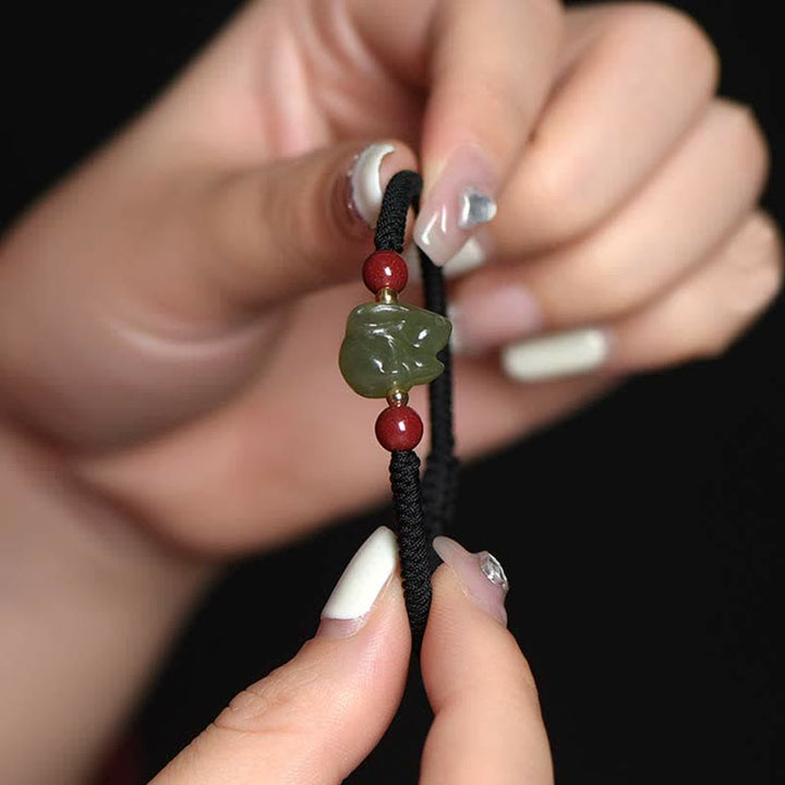 Bracelet en fil d'abondance en perles de cinabre et de jade Hetian Année du lapin