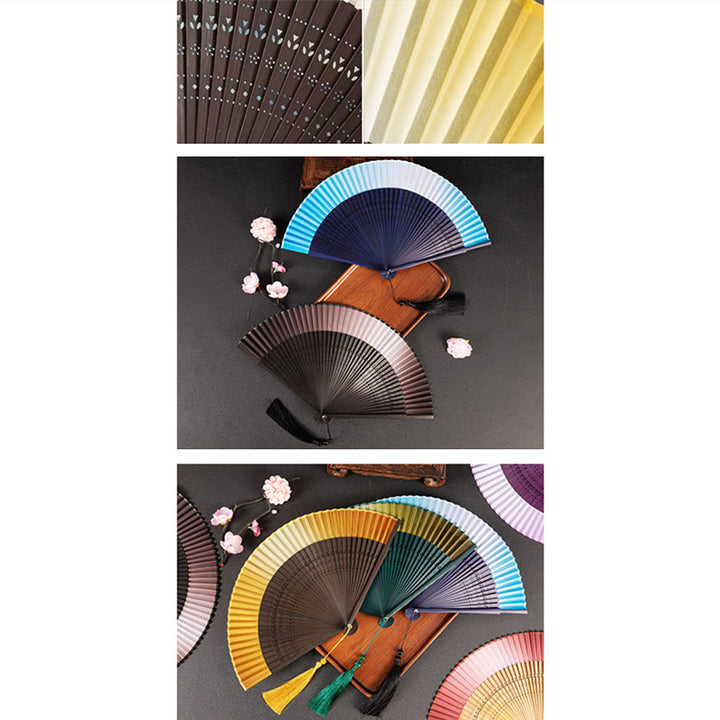 Éventail pliable en bambou à dégradé de Buddha Stones