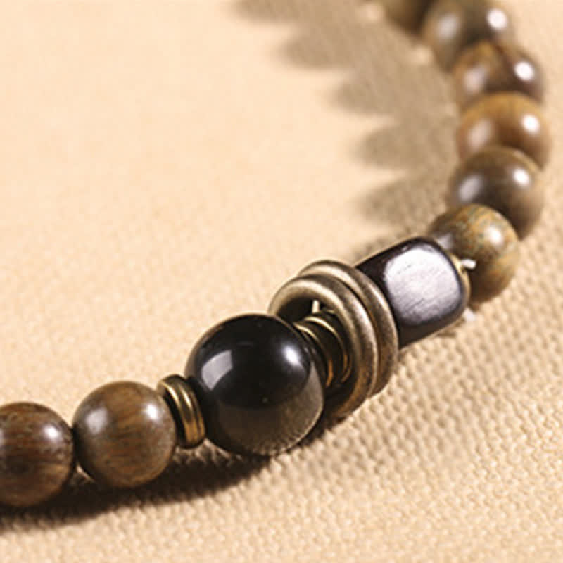 Bracelet tibétain apaisant en cristal de bois de santal vert