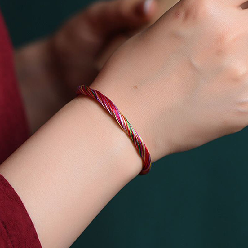 Bracelet tibétain fait main en Buddha Stones avec cinq fils colorés pour protection du festival des bateaux-dragons, pour adultes et enfants