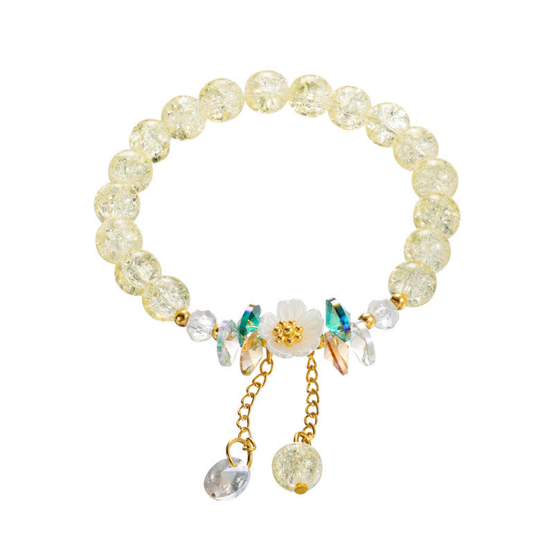 Bracelet en perles de verre à breloques en forme de fleur Buddha Stones au design simple