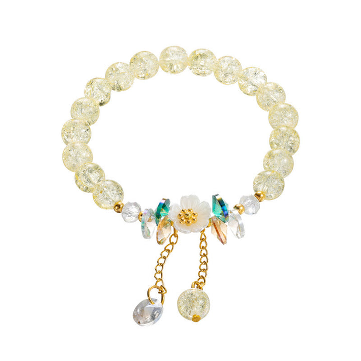Bracelet en perles de verre à breloques en forme de fleur Buddha Stones au design simple