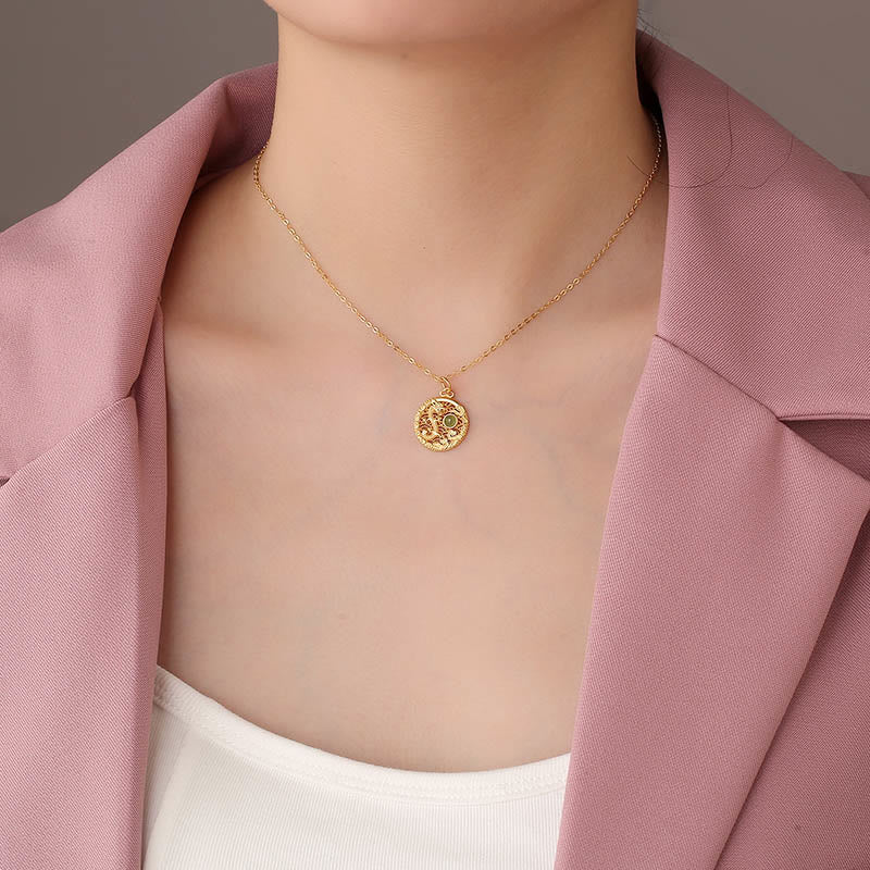 Collier pendentif porte-bonheur en argent sterling 925 Buddha Stones et nuages de bon augure en jade Hetian incrusté de jade Hetian