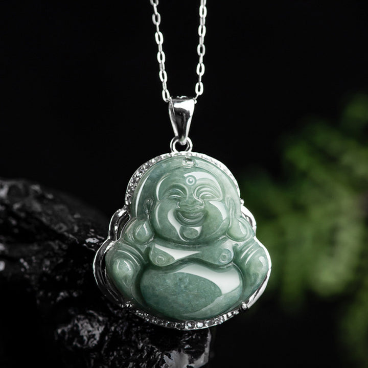 Buddha Stones en argent sterling 925 et jade Bouddha rieur - image 8