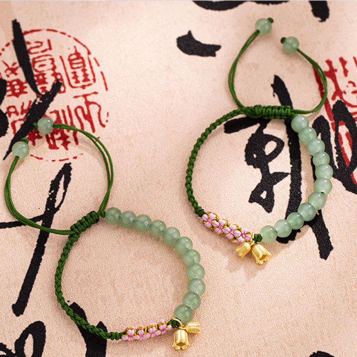 Bracelet tressé porte-bonheur en perles de jade faites à la main avec breloque Buddha Stones