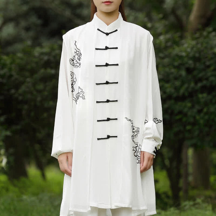 Ensemble de vêtements pour femmes Buddha Stones, nuages de bon augure, dégradé de méditation, prière, pratique spirituelle du Tai Chi et du Qigong