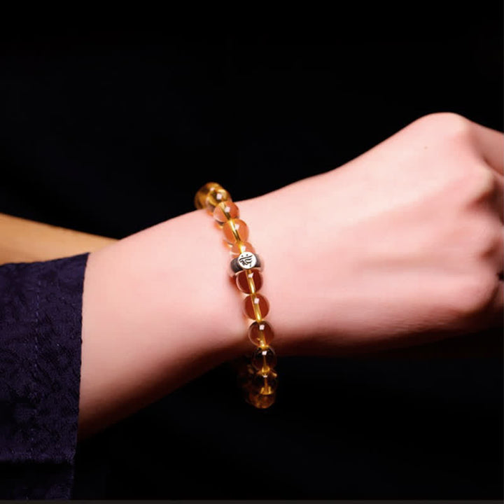 Bracelet de protection en argent sterling 925 avec pendentif en citrine et bouddha du zodiaque chinois