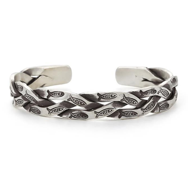 Bracelet manchette torsadé en forme de poisson Koi Buddha Stones