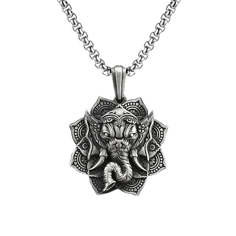 Collier pendentif amulette de protection de l'éléphant Ganesh Ganpati en étain pur avec Buddha Stones - Pendentif Ganesh et chaîne commune - image 4