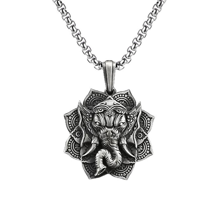 Collier pendentif amulette de protection de l'éléphant Ganesh Ganpati en étain pur avec Buddha Stones - Pendentif Ganesh et chaîne commune - image 4