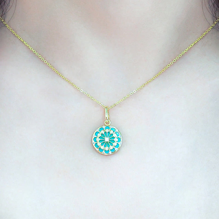 Collier pendentif en argent sterling 925 Buddha Stones et zircon rond turquoise