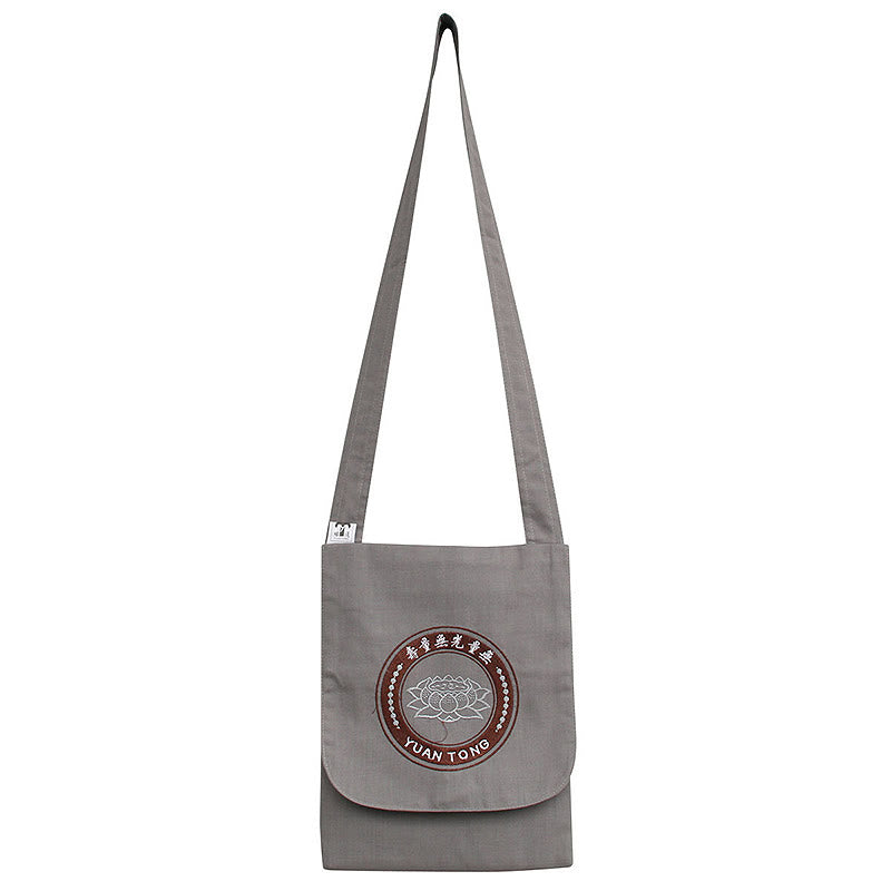 Sac à bandoulière en coton avec broderie de lotus pour la pratique spirituelle