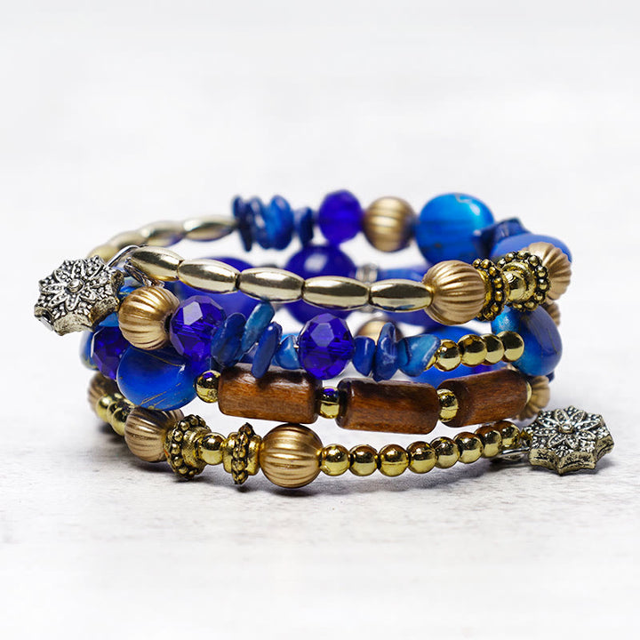Bracelet de bénédiction multicouches en perles d'agate turquoise irrégulières avec Buddha Stones