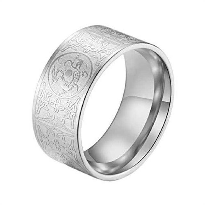 Bague porte-bonheur sculptée en basalte de Suzaku avec quatre Buddha Stones, dragon, bête gardienne, tigre blanc