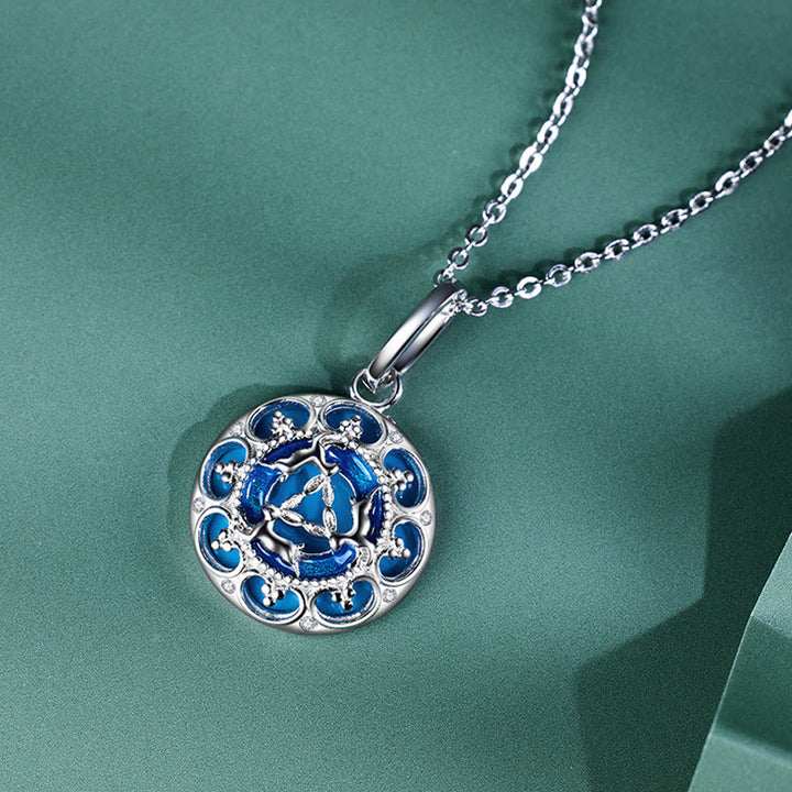 Collier pendentif en argent sterling 925 avec trois lapins en turquoise ronde de Buddha Stones