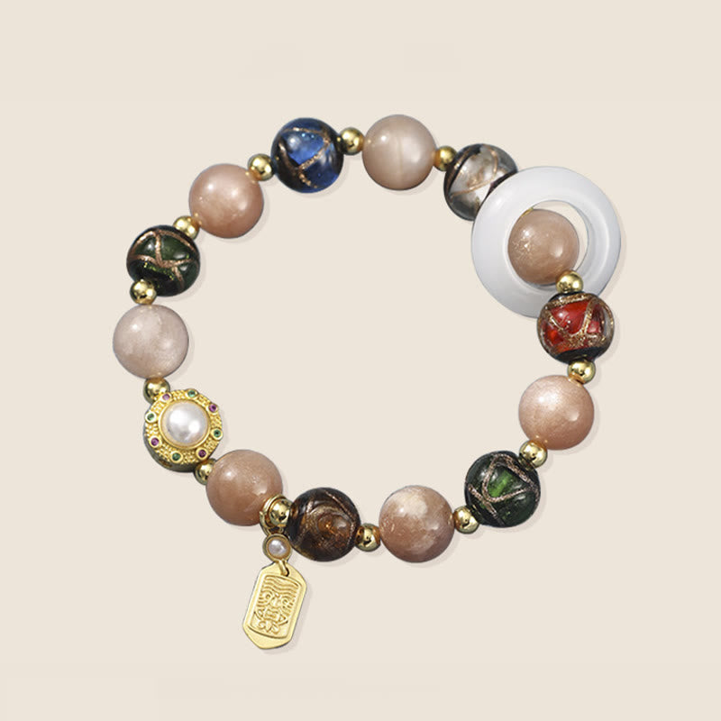 Buddha Stones Encens tibétain Cendres Verre Liuli Pierre Tridacna Pierre de Soleil Om Mani Padme Hum Bracelet à breloques pour roue de prière