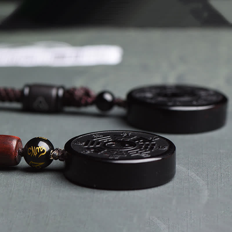 Collier pendentif force Yin Yang Bagua en obsidienne noire avec Buddha Stones - image 4