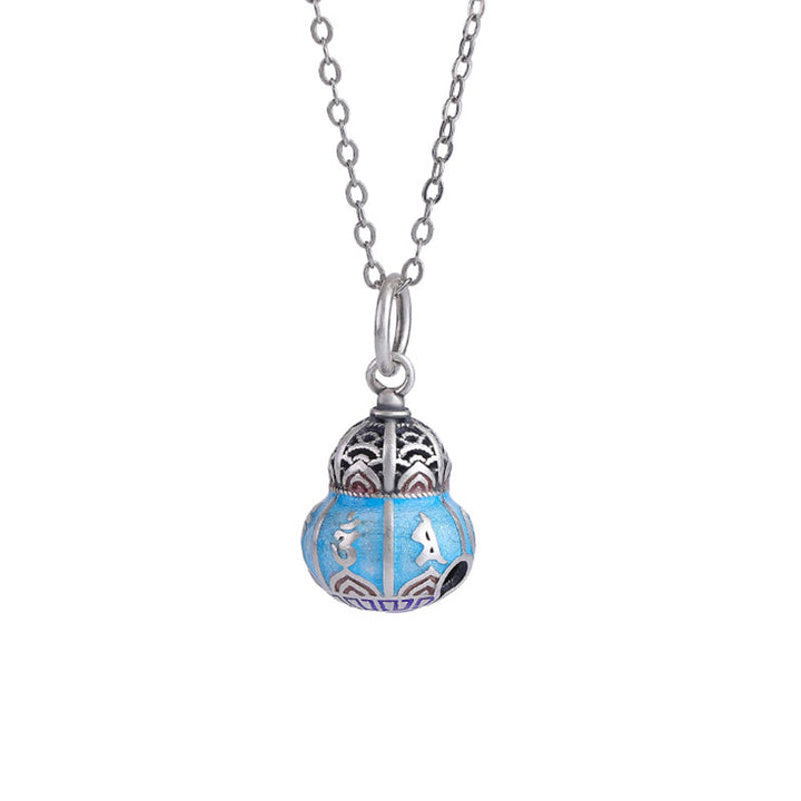 Collier pendentif en argent sterling 999 Buddha Stones et motif de gourde gravé Om Mani Padme Hum - image 6