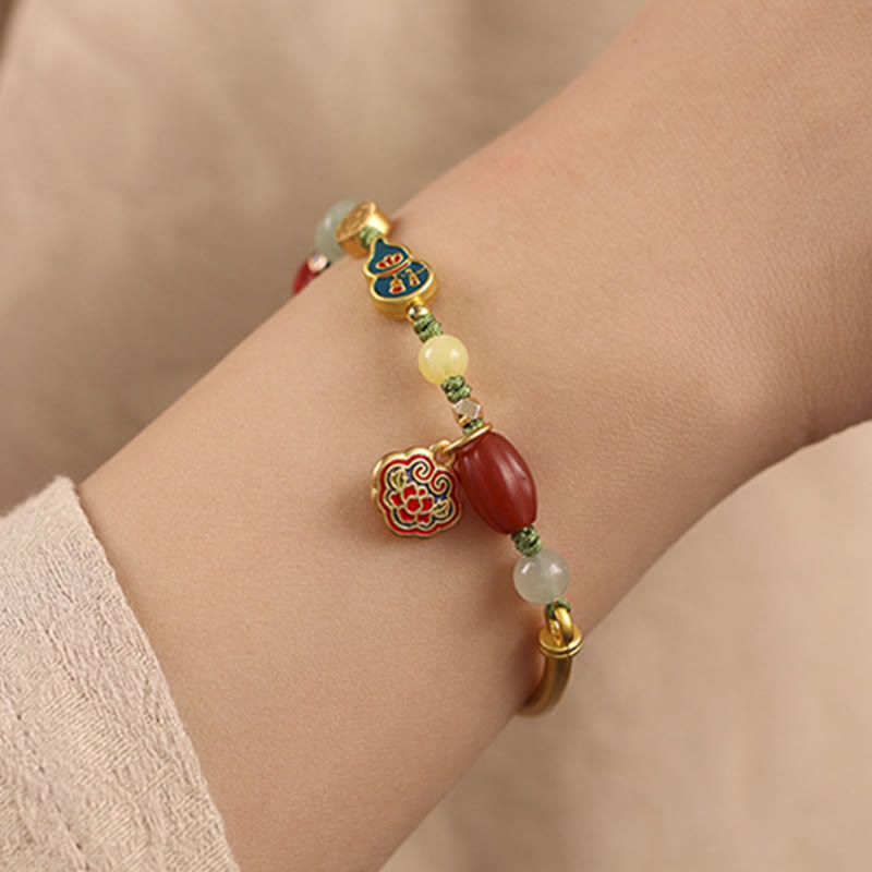 Bracelet tibétain en Buddha Stones , nuages de bon augure, fortune, bonheur, richesse, chance