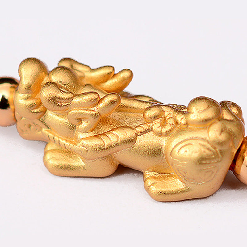 Bracelet porte-bonheur PiXiu en plaqué or 24 carats avec cordon rouge Buddha Stones