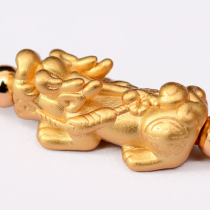 Bracelet porte-bonheur PiXiu en plaqué or 24 carats avec cordon rouge Buddha Stones