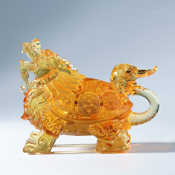 Tortue dragon Feng Shui, pièce d'art en cristal Liuli faite à la main, décoration pour la maison et le bureau