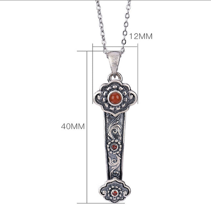 Collier pendentif en argent sterling 925 Buddha Stones, agate rouge, jade cyan, nuages de bon augure, poignée Ruyi, bénédiction