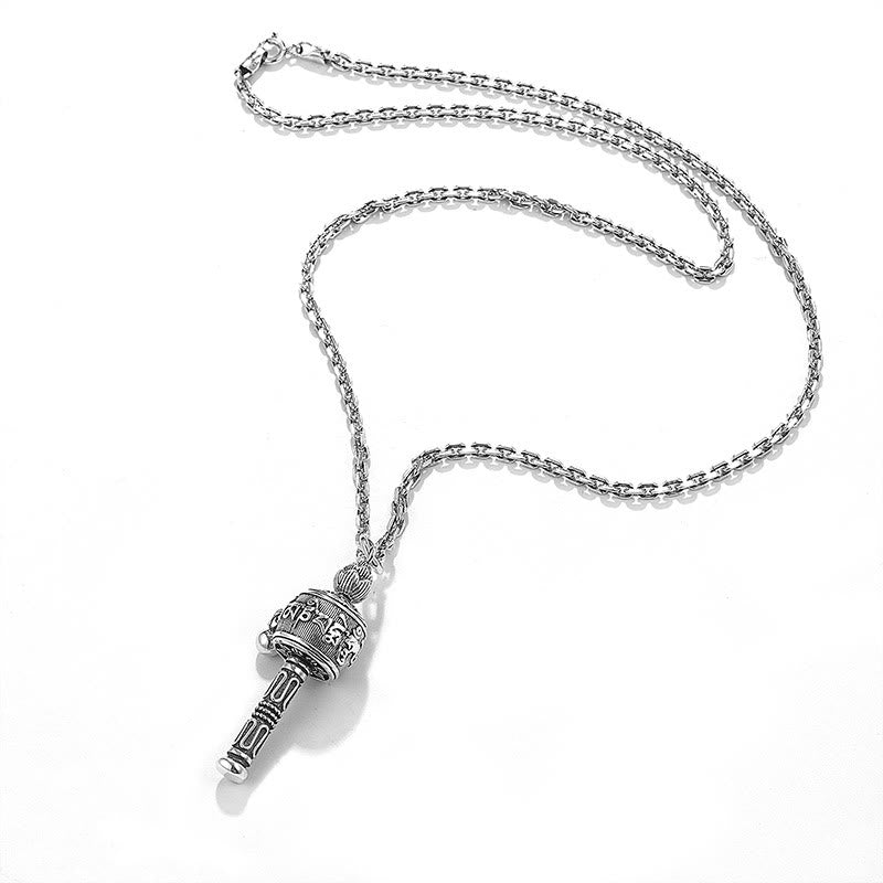 Collier pendentif rotatif en Buddha Stones tibétain Om Mani Padme Hum avec roue de prière Lotus Sagesse
