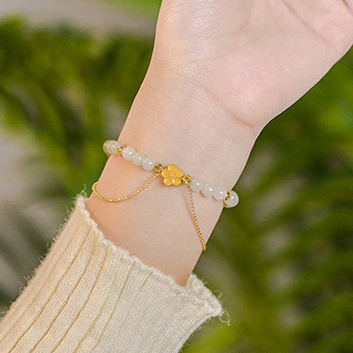 Bracelet porte-bonheur en argent sterling 925 Buddha Stones et jade Hetian naturel