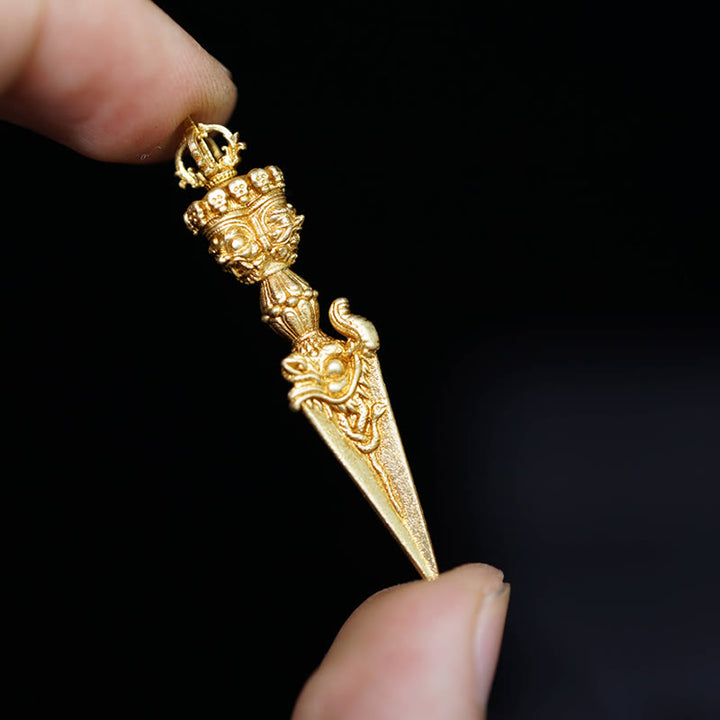 Pendentif de puissance spirituelle gravé en Buddha Stones du Tibet Dorje Vajra Décoration à suspendre