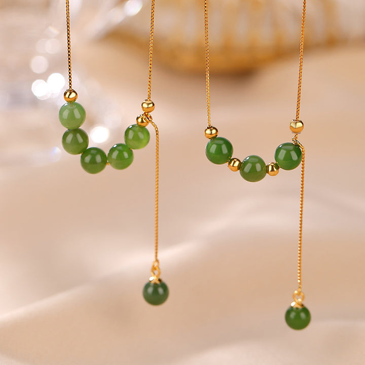 Collier pendentif de guérison en perles de jade cyan en argent sterling 925 Buddha Stones