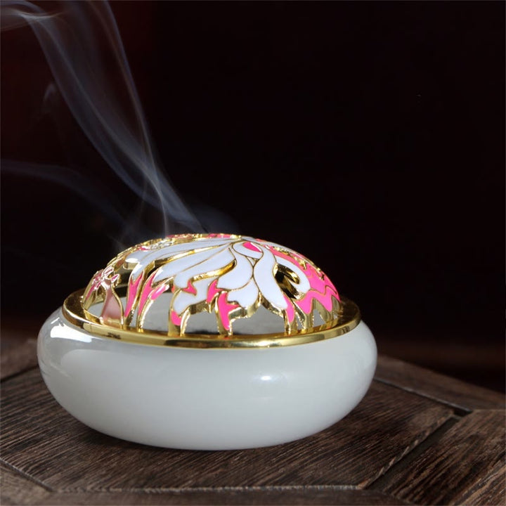 Brûleur d'encens de méditation de guérison en cristal de Liuli de renard à neuf queues de Buddha Stones