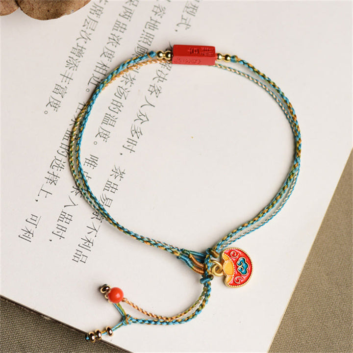 Bracelet tressé double couche fait main en cinabre avec Buddha Stones