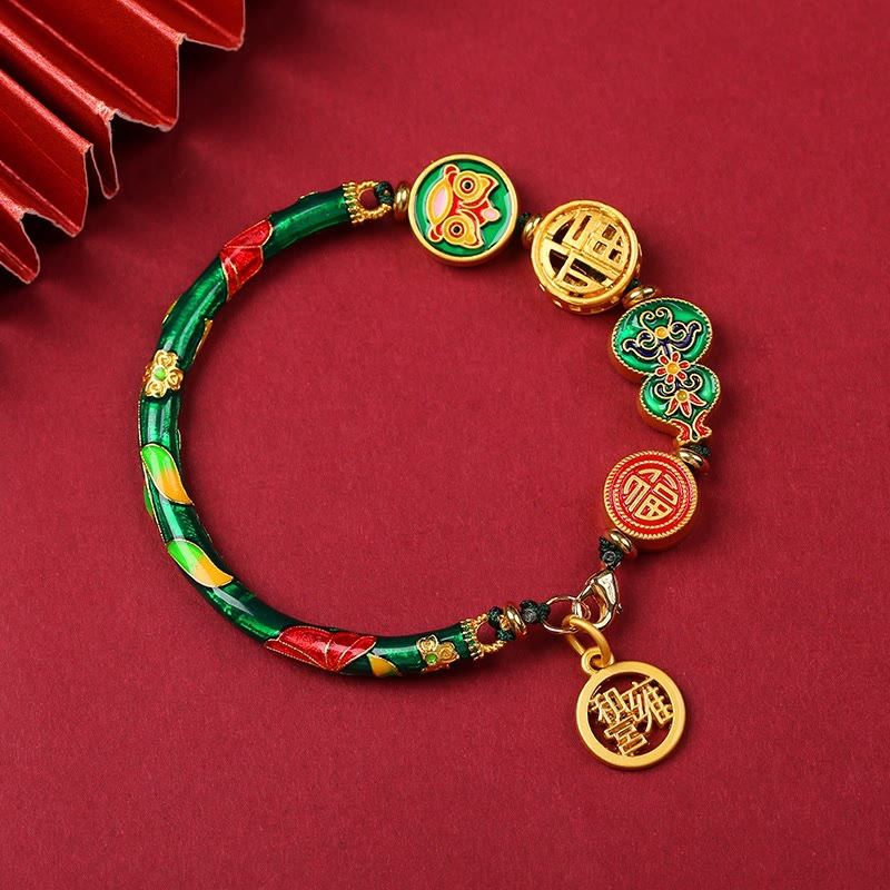 Bracelet tibétain en calebasse, porte-bonheur, lion, richesse, chance