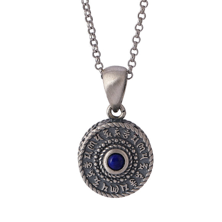 Collier pendentif en argent sterling 925 Buddha Stones , motif Om Mani Padme Hum, lazurite et lapis-lazuli, symbole d'amour et de paix. - image 7