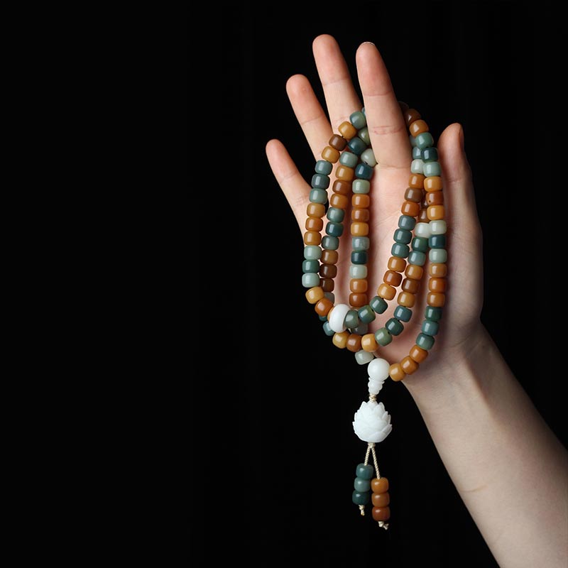 Collier Bracelet Harmonie Mala Bodhi Lotus Buddha Stones