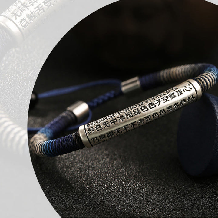 Bracelet tressé fait main en argent sterling 999 Buddha Stones et cœur Sutra Calme - image 7