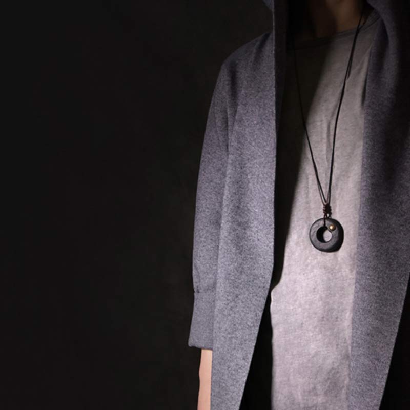 Collier pendentif en bois d'ébène avec Buddha Stones et cercle zen - image 5