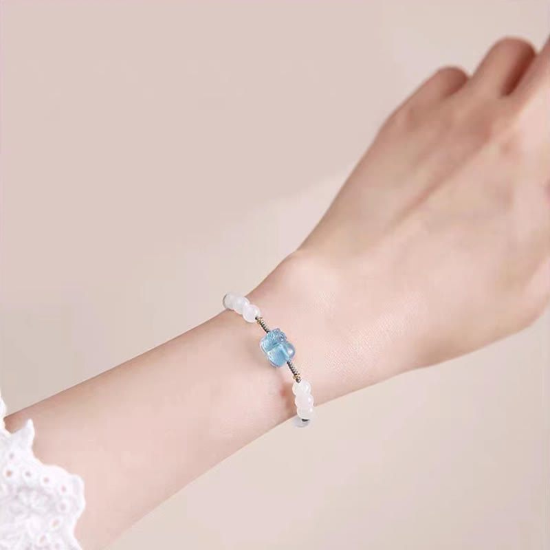 Bracelet de guérison en jade blanc naturel PiXiu Hetian Buddha Stones