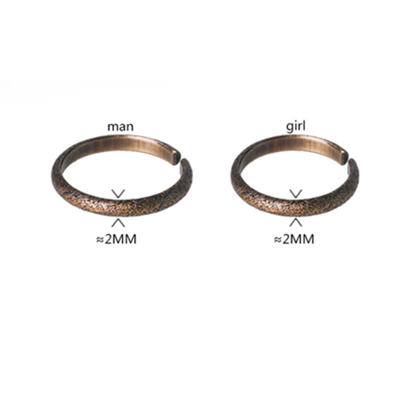 Bague de couple porte-bonheur en cuivre au design texturé vintage tibétain