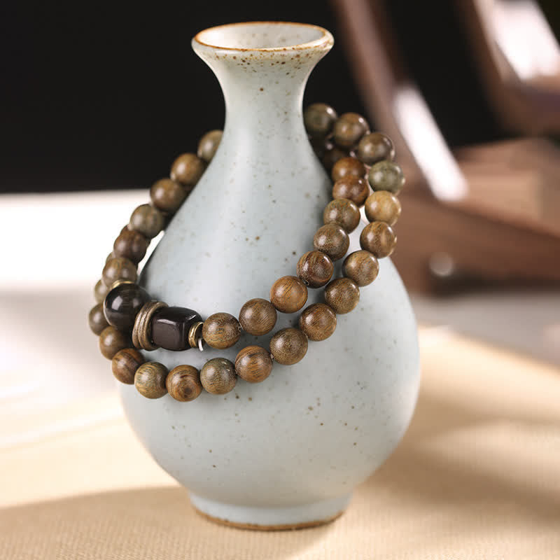 Bracelet tibétain apaisant en cristal de bois de santal vert