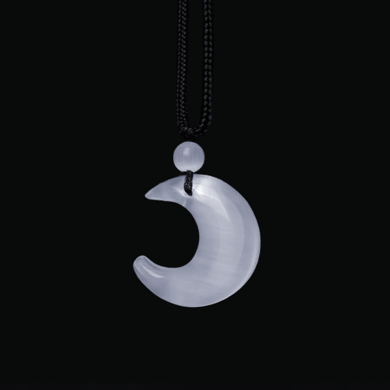 Collier pendentif en forme de croissant de lune en cristal d'obsidienne et de sélénite avec Buddha Stones et argent naturel, protection du couple Yin Yang - image 11