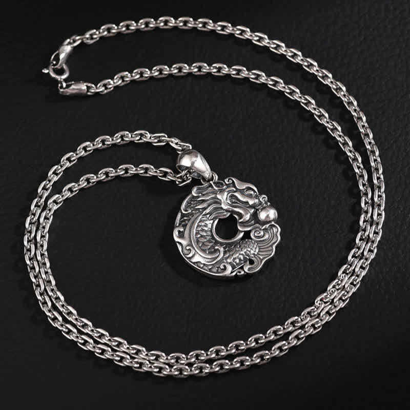 Collier pendentif en Buddha Stones avec boucle de paix et poisson Koi et dragon - image 11