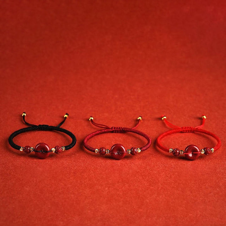 Bracelet tressé avec boucle de paix et bénédiction en Buddha Stones fait à la main en cinabre et lotus - image 19