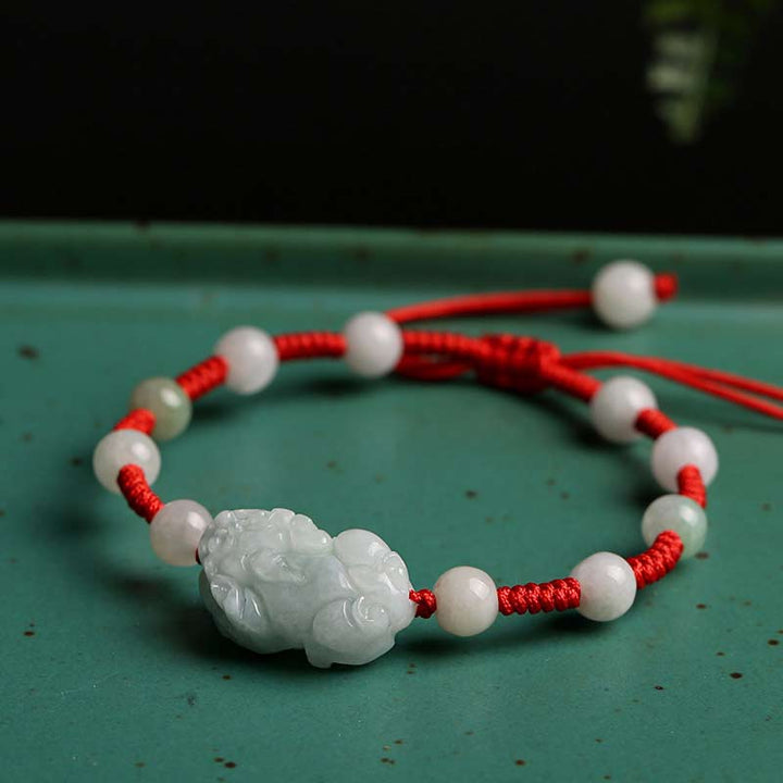 Bracelet porte-bonheur PiXiu en jade naturel Buddha Stones