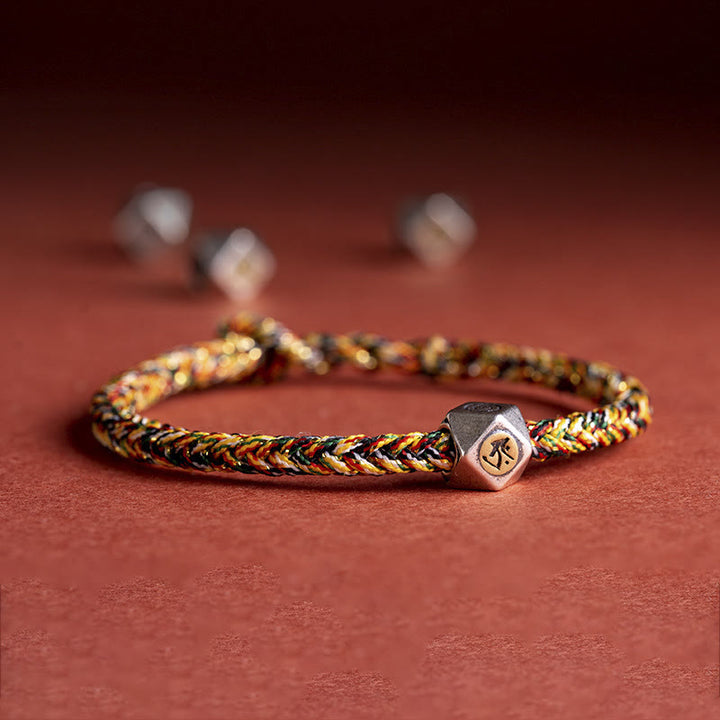 Bracelet tressé en argent sterling 925 fait à la main avec Buddha Stones et symbole du zodiaque chinois