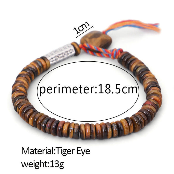 Bracelet de protection et de pouvoir tibétain en Buddha Stones et œil de tigre Om Mani Padme Hum