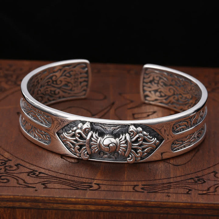 Bracelet de puissance spirituelle gravé Vajra Dorje en argent sterling 925 Buddha Stones